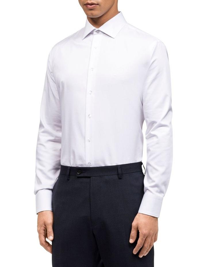 Calvin Klein Diamond Self Dobby Organic Cotton Long Sleeve Business Shirt in White 37