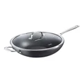 The Cooks Collective One Hard Anodised Wok with Lid 32cm in Black