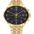 Tommy Hilfiger Multi-Function Black Ionic Plated Gold Steel Watch 1791708 Black