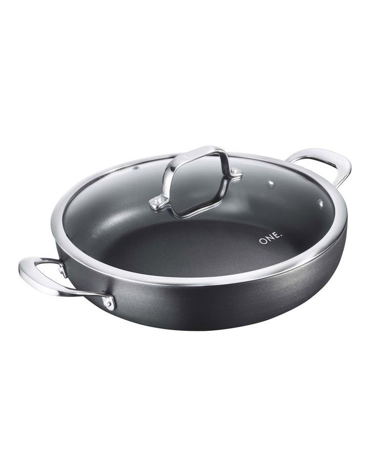 The Cooks Collective One Hard Anodised Saute Pan With Lid And 2 Helper Handles 30cm in Black