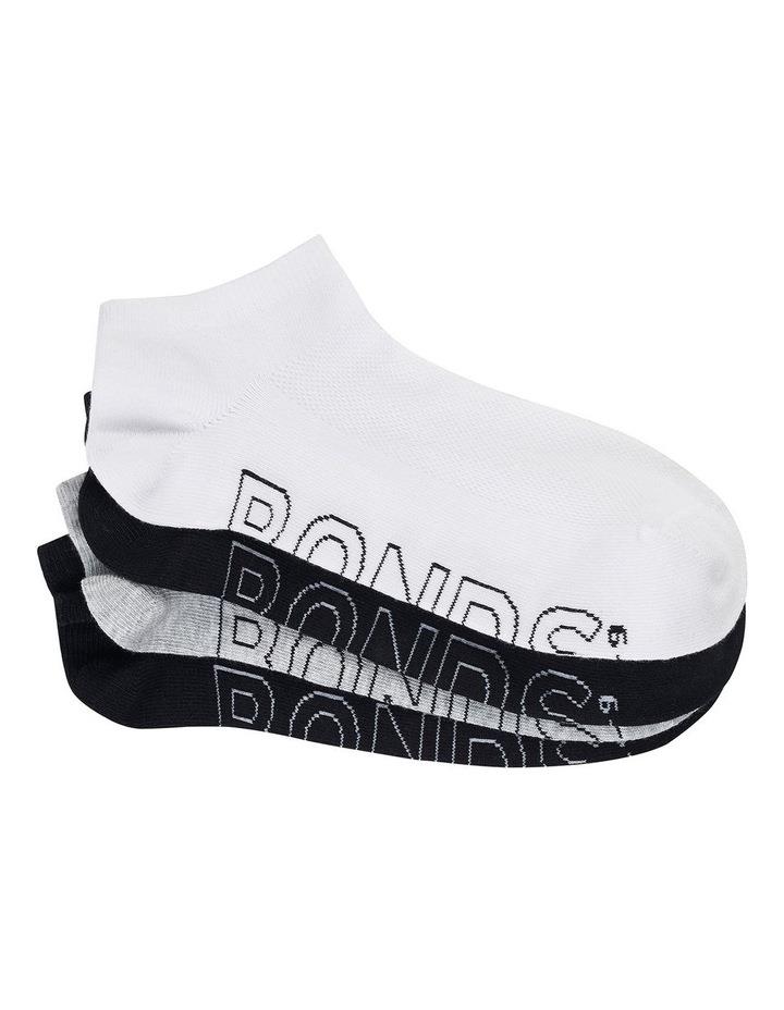 Bonds Logo Light Trainer Socks 4 Pack in Black/White Assorted Regular