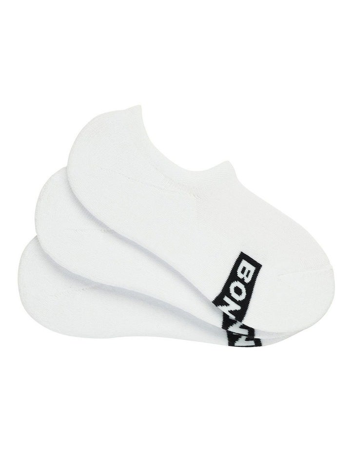 Bonds Mens Logo Light Sneaker Socks 4 Pack in White Regular