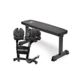 PowerTrain 2x 40kg Adjustable Dumbbells Weights and Stand w/10437 Adidas Bench