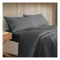 Royal Comfort Cotton Sheet Stripe Hotel Grade Set in Charcoal Double