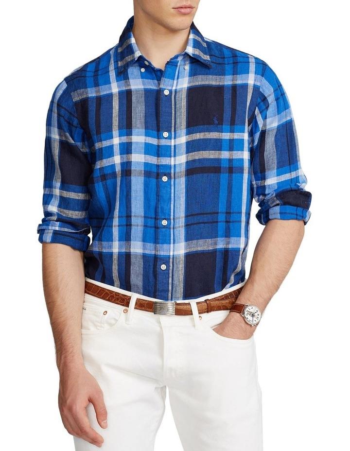 Polo Ralph Lauren Classic Fit Plaid Linen Shirt Blue XS