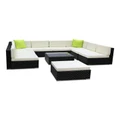 Gardeon 10 Piece Outdoor Furniture Set Wicker Sofa Lounge Black