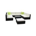 Gardeon 10 Piece Outdoor Furniture Set Wicker Sofa Lounge Black