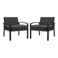 Gardeon Outdoor Dining Chairs Patio Furniture Rattan Lounge Chair Cushion Felix 2PC Black