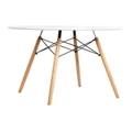 Artiss Round Dining Table 4 Seater 90cm White Replica Eames DSW Cafe Kitchen Retro Timber Wood MDF Tables White