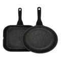 The Cooks Collective Classic Non-Stick Frypan & Grill Pack 26cm/28cm in Black