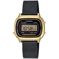 Casio Ladies Vintage Series Gold/Black Stainless Steel Mesh Watch LA670WEMB 1D Gold