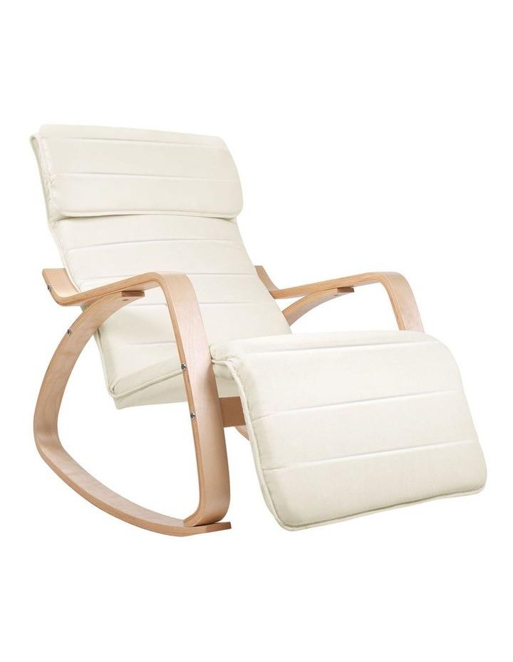 Artiss Fabric Rocking Armchair with Adjustable Footrest Beige