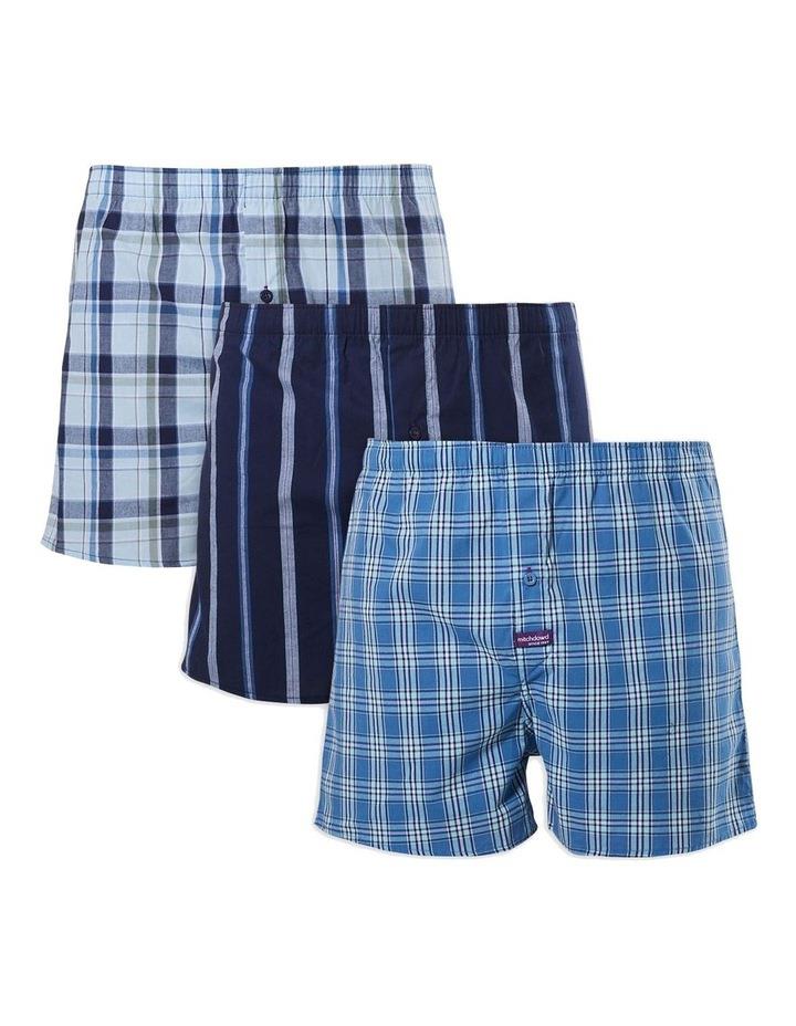 Mitch Dowd Woven Boxer 3 Pack in Blue Assorted S