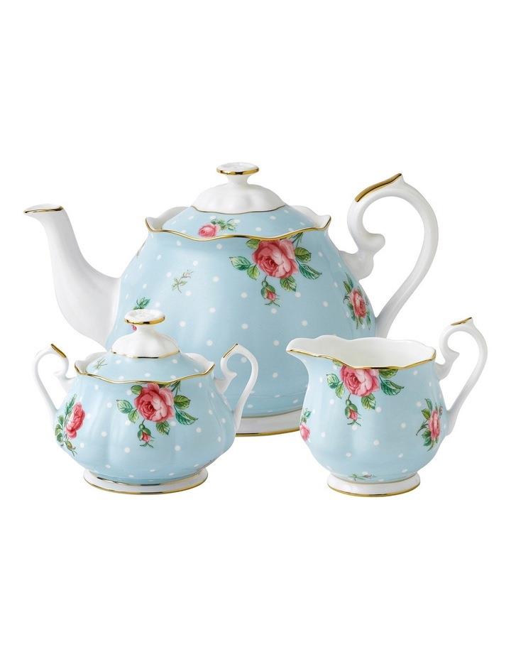 Royal Albert Polka Teapot Sugar & Creamer Set Blue
