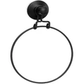 BOXSWEDEN Wall Mount Bathroom Wire Suction Cup Towel Ring Holder/Rack Black