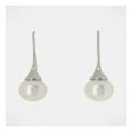 Trent Nathan Large Ivory Pearl Silver Long Sleek Hook Earring Silver