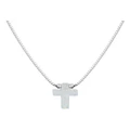 Mocha Sterling Silver Mini Cross Fine White Necklace White