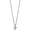 Mocha Tiny Shiny Cross Necklace w/ White Zirconia Silver