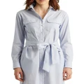 Lauren Ralph Lauren Striped Cotton Broadcloth Shirtdress Blue 0