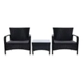 Gardeon Outdoor Furniture Patio Set Wicker Rattan Outdoor Conversation Set Chairs Table 3PCS Black