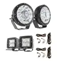 Kings 7" Laser Driving Lights (Pair) + 3" LED Work Light - Pair + 2 x Plug N Play Smart Wiring Harness Kit