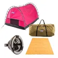 Kings Pink Double Swag + Canvas Swag Bag + 3m Mesh Floor + 2in1 Light Fan