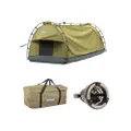 Kings Deluxe Escape Single Swag + Deluxe Single Swag Premium Canvas Bag + 2in1 LED Light & Fan