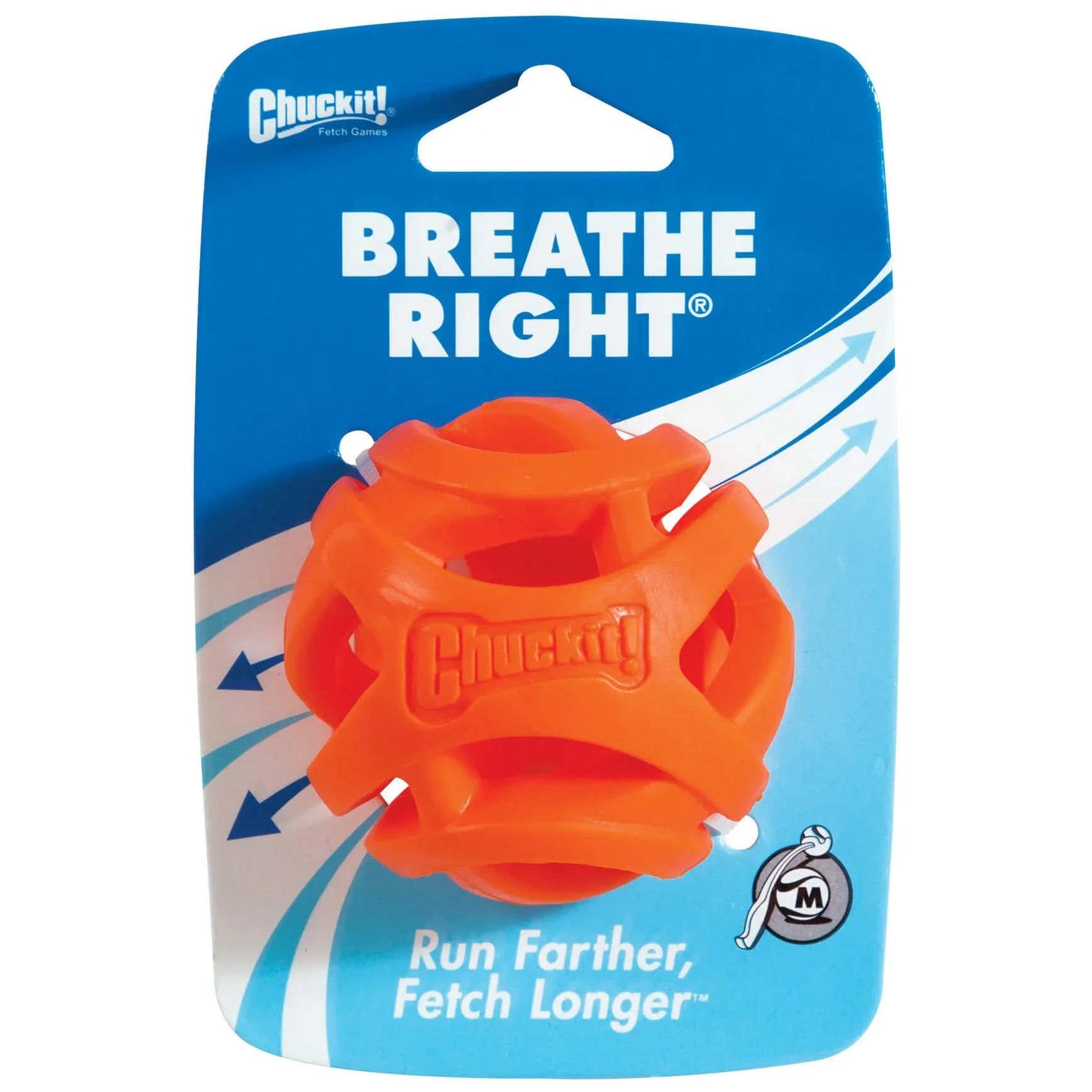 ChuckIt Breathe Right Fetch Ball Dog Toy - Medium / Orange