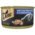 Dine Desire Tuna Fillets & Whole Prawns In A Seafood Sauce Wet Cat Food - 85g