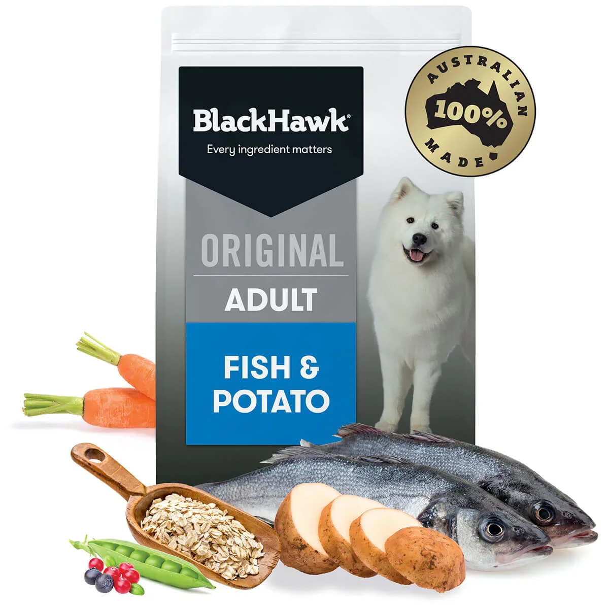 Black Hawk Original Fish & Potato Adult Dry Dog Food - 20kg