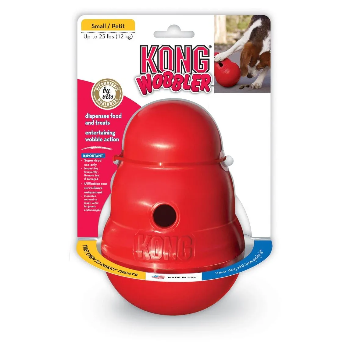 KONG Wobbler Treat Dispensing Dog Toy - Small / Red
