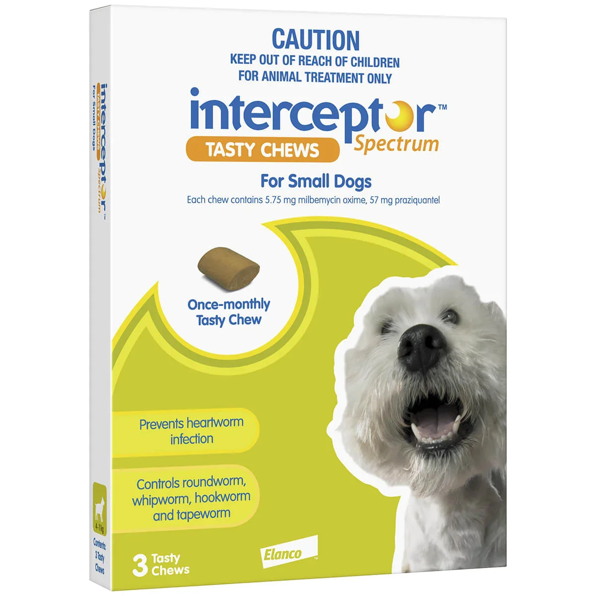 6pk Interceptor Spectrum Tasty Chews Worming Treatment Small Dog