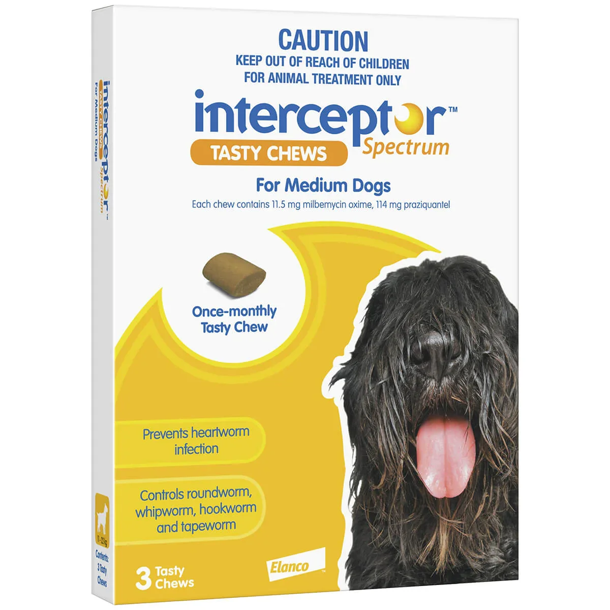 6pk Interceptor Spectrum Tasty Chews Worming Treatment Medium Dog