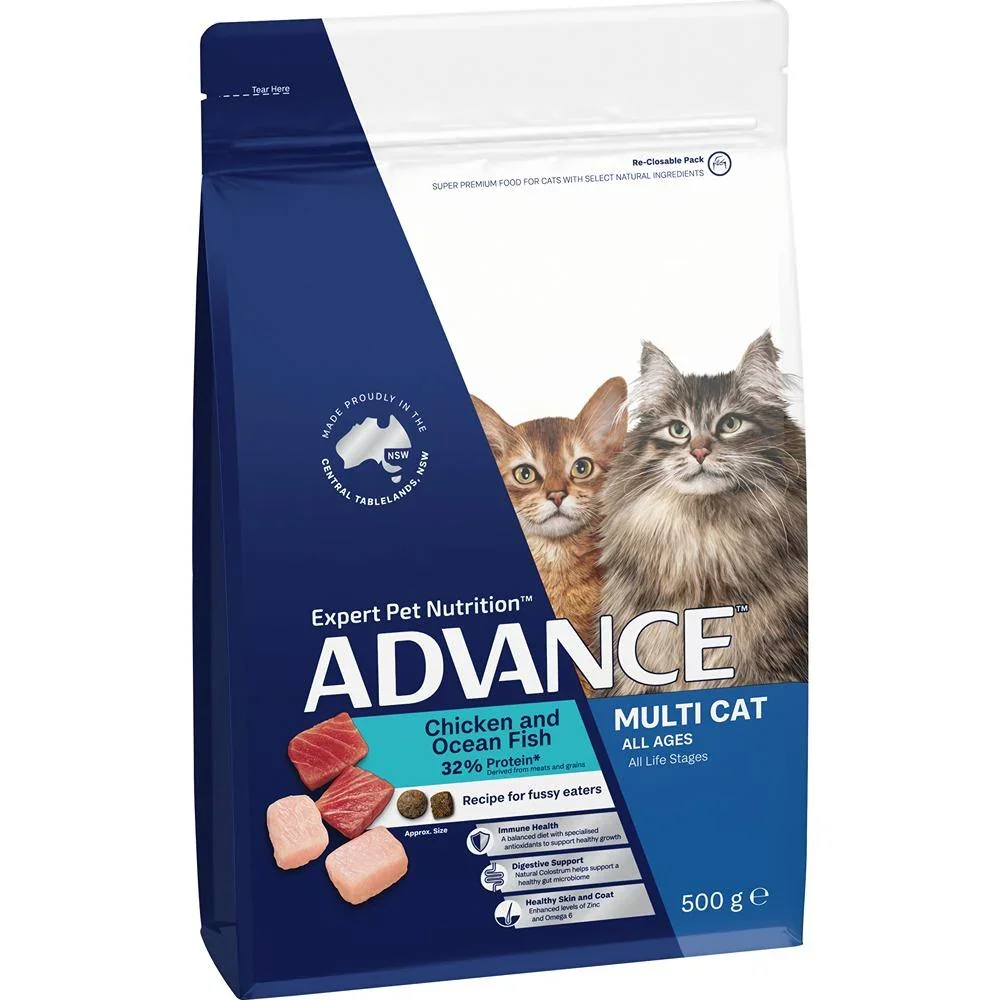 Advance Multi-Cat Chicken & Ocean Fish Dry Cat Food - 8kg