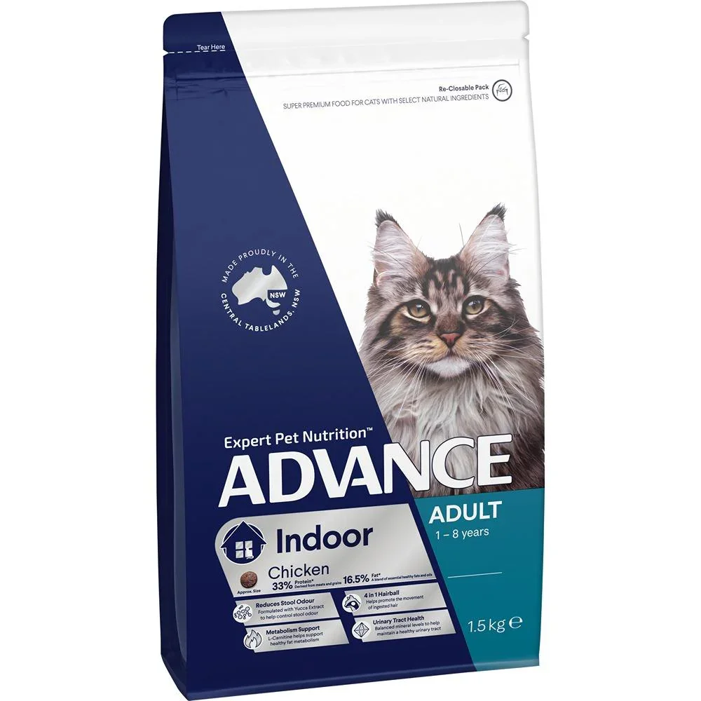 Advance Adult Indoor Chicken & Rice Dry Cat Food - 1.5kg