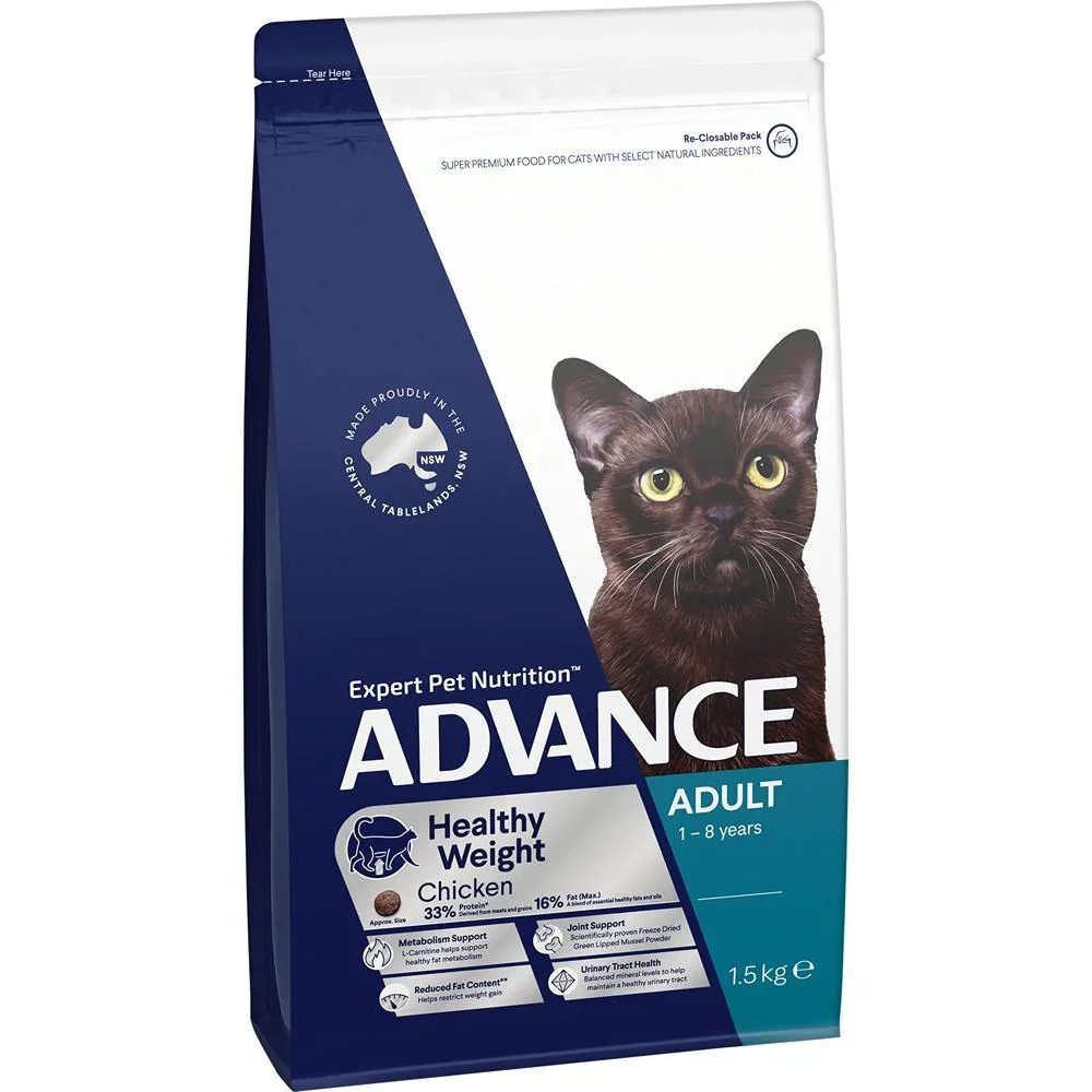 Advance Adult Healthy Weight Chicken & Rice Dry Cat Food - 1.5kg