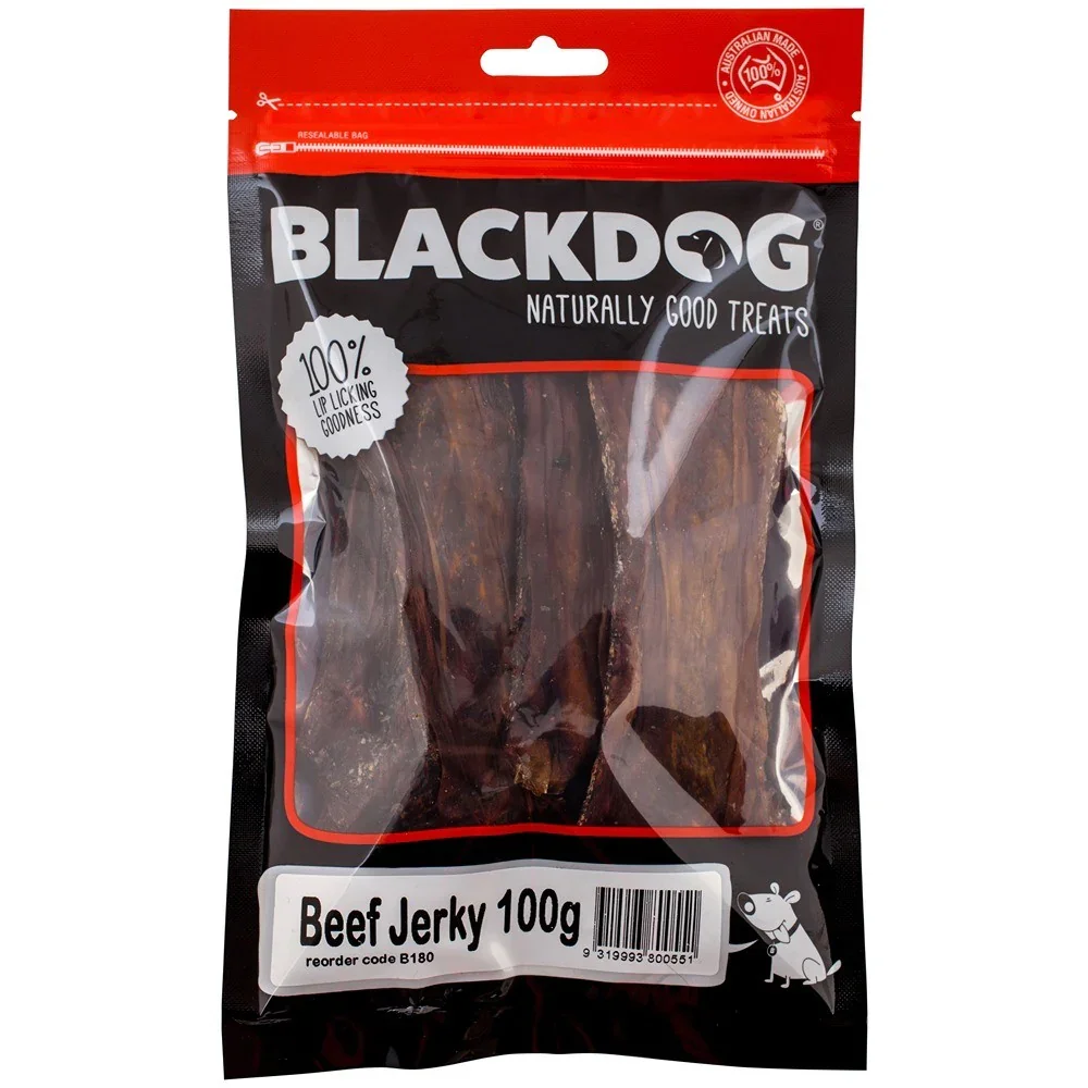 Black Dog Beef Jerky Dog Treats - 100g