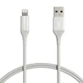 Amazon Basics ABS USB-A to Lightning Cable Cord, MFi Certified Charger for Apple iPhone, iPad, 20,000 Bend Lifespan - Silver, 3-Ft