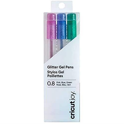 cricut 2007080 Joy 0.8 Glitter Gel Pens, Pink/Blue/Green, Multicolour