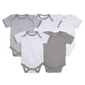 Burt's Bees Baby Baby-Boys Bodysuits, 5-Pack Short & Long Sleeve One-Pieces, 100% Organic Cotton, Heather Grey Prints, 12 Months