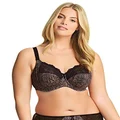 Elomi Women's Morgan Banded Bra: Comfort & Support. Three-Section Cup, Side Frame, Stretch Lace. DD+ Bras, Ebony, 32GG