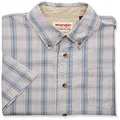 Wrangler Authentics Men’s Short Sleeve Plaid Woven Shirt, Pumice Stone, M