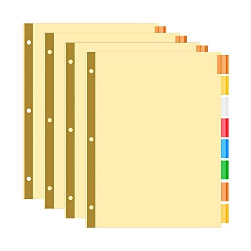 Amazon Basics 8 Tab Dividers for 3 Ring Binder, Insertable Tab, Multicolor, 4-Pack