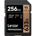 Lexar Professional 633X SDHC/SDXC SD Card, 256 GB Capacity, Black