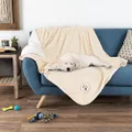 PETMAKER Waterproof Pet Blanket - 50x60-Inch Reversible Sherpa Fleece Throw Protects Couches, Cars, and Beds from Spills, Stains, and Fur (Cream)