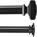 Amazon Basics 1" Double Curtain Rod with Square Finials - 36" to 72", Black
