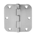 Amazon Basics Rounded 3.5 Inch x 3.5 Inch Door Hinges, 18 Pack, Satin Nickel