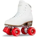 Crazy Skates Retro Roller Skates | Adjustable or Fixed Sizes | Classic Quad Skates for Women and Girls - White (Size: Mens 11 / Womens 12)