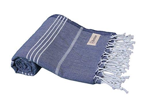 Bersuse 100% Cotton Anatolia Turkish Towel - 37X70 Inches, Dark Blue