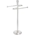 Amazon Basics Bathroom Accessory Collection Round Top Towel Holder, Brushed Steel